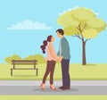 Couple in Love, Spring Park Relaxation Date Vector