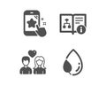 Couple love, Star rating and Technical algorithm icons. Leaf dew sign. Vector