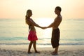 Couple in love in sunrise Royalty Free Stock Photo