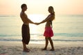 Couple in love in sunrise Royalty Free Stock Photo
