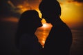 Couple in love at sunset Royalty Free Stock Photo