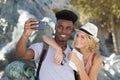 Couple in love taking selfie Royalty Free Stock Photo