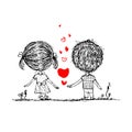 Couple in love together, valentine sketch for your Royalty Free Stock Photo