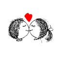 Couple in love together, valentine sketch for your Royalty Free Stock Photo