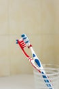 Couple in love of two toothbrushes.St. Valentines Day. Royalty Free Stock Photo