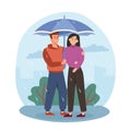 Couple in love with an umbrella walking in the rain Royalty Free Stock Photo