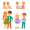 Couple in love vector characters togetherness happy smiling people romantic woman amorousness together adult Royalty Free Stock Photo