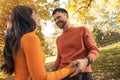 Couple in love walking on autumn park Royalty Free Stock Photo