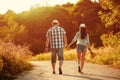 Couple in love walking holding hands Royalty Free Stock Photo