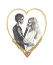 Couple in love wedding skulls.