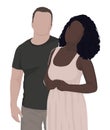 couple in love white man and black woman stand side by side.