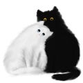 couple of lovely cats sitting close to each other, I love you illustration, valentine's card