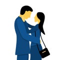 A couple of lovely lovers. Flat vector illustration in trendy colors.