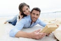 couple lover happy reading book Royalty Free Stock Photo