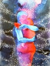Couple lover hugging in universe abstract free mind, inside your world Royalty Free Stock Photo