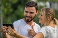 Couple lover Selfie together with mobile phone