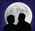 Couple of lovers with background the moon Royalty Free Stock Photo