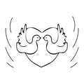 Couple of Lovers Birds in  Doodle style for Logo, Icon, Card Royalty Free Stock Photo