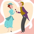 couple of lovers dancing Mid Century Modern Royalty Free Stock Photo