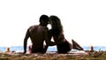 Couple lovers kissing on the beach