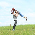 Couple of lovers on meadow Royalty Free Stock Photo