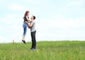 Couple of lovers on meadow Royalty Free Stock Photo