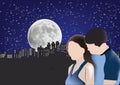 Couple of lovers in the moonlight couple of lovers in the moonlight Royalty Free Stock Photo