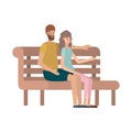 Couple lovers sitting on wooden chair Royalty Free Stock Photo