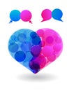 Couple of lovers talk love in heart speech bubbles Royalty Free Stock Photo