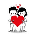 Couple loving holding heart