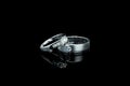 Couple of luxury wedding diamond rings for bride and groom