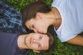 Couple lying on grass