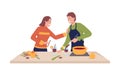 Couple make mulled wine semi flat color vector characters