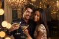 Couple Make Toast At Camera As They Celebrate At Party