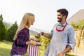 Couple making barbecue Royalty Free Stock Photo