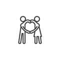 Couple making heart with hands line icon Royalty Free Stock Photo