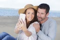 couple making selfie on beach Royalty Free Stock Photo
