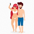 Couple Making Selfie on Beach Isolated Clip art