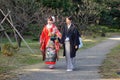 A couple making wedding photoshoots at Urban park in Tokyo Royalty Free Stock Photo