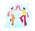 Couple of Male Friends Characters Take High Five to Each Other as Symbol of Friendship and Solidarity