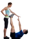 Couple,man and woman abdominals workout push ups Royalty Free Stock Photo