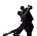 Couple man woman ballroom dancers tangoing silhouette Royalty Free Stock Photo