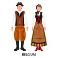 Couple man and woman in Belgian folk costumes. Culture and traditions of Belgium. Illustration Royalty Free Stock Photo