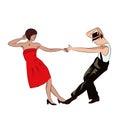 Couple Man And Woman Dancing, Vintage Dance, Pop Art Retro Comic Book Illustration