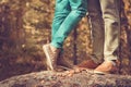 Couple Man and Woman Feet in Love Romantic Outdoor Lifestyle Royalty Free Stock Photo