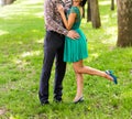 Couple Man and Woman Feet in Love Romantic Outdoor Lifestyle with nature on background Fashion trendy style Royalty Free Stock Photo
