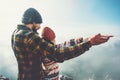 Couple Man and Woman holding hands raised together Royalty Free Stock Photo