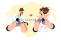 Couple of man and woman in love, connected by chain, feels affection and desire to be together Royalty Free Stock Photo