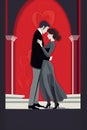 couple man and a woman in love embrace. Cover for romantic novel book. Generative AI illustration