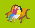 Couple Man and Woman Sitting on Bench Isolated Royalty Free Stock Photo